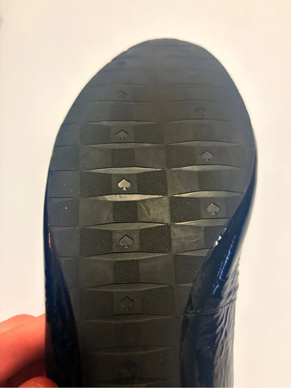 kate spade Black Patent Leather Bow Flats with Gold Plaque